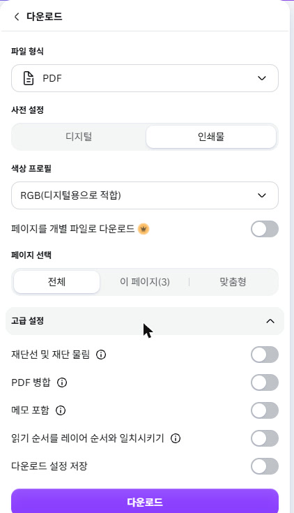 실제 Canva 화면