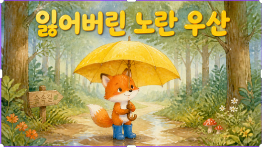 큰 제목은 나왔지만 나무 표지판에 원하지 않은 작은 글자(“숲속길”)가 생겼어요