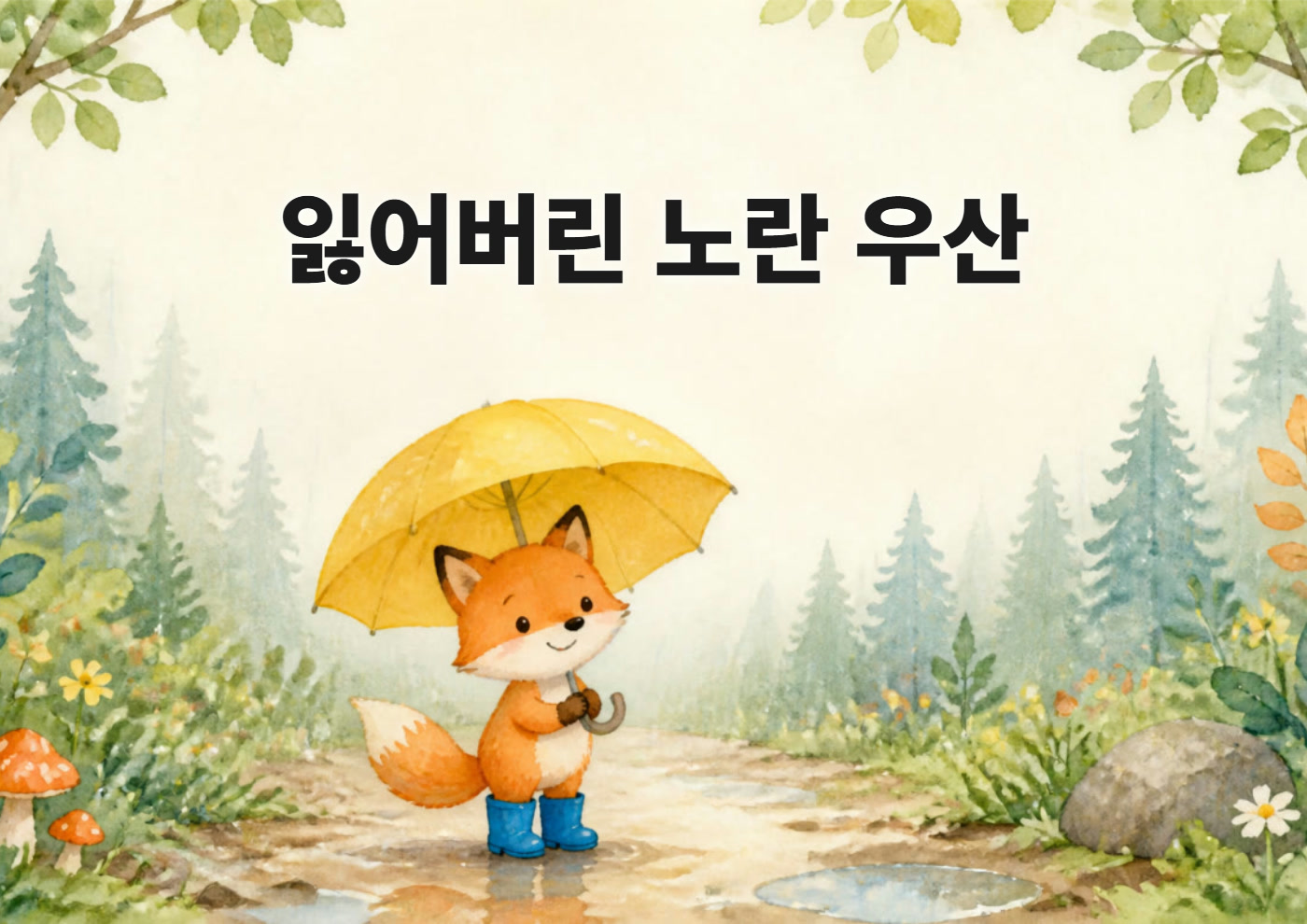 그림(배경) + 제목 「잃어버린 노란 우산」