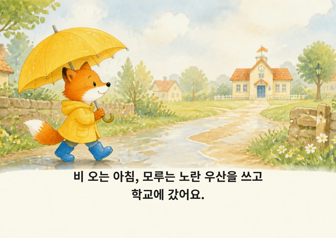 그림(배경) + 아래 크림색 자리에 1장면 문장